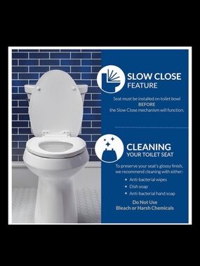 Bemis 7300SLEC Slow Close Toilet Seat Easy Clean Hinges White Elongated USA Made